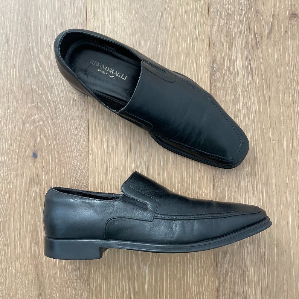 Bruno Magli Shoes Men 9.5 Raging Slip On Loafer Black Leather Italy Handmade